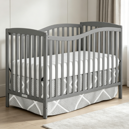 5-in-1 Convertible Crib – Steel Grey
