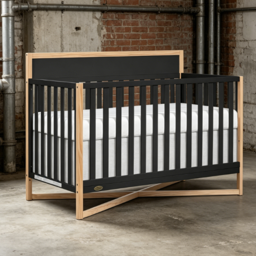 5-in-1 Convertible Crib – Matte Black