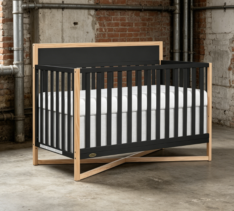5-in-1 Convertible Crib – Matte Black