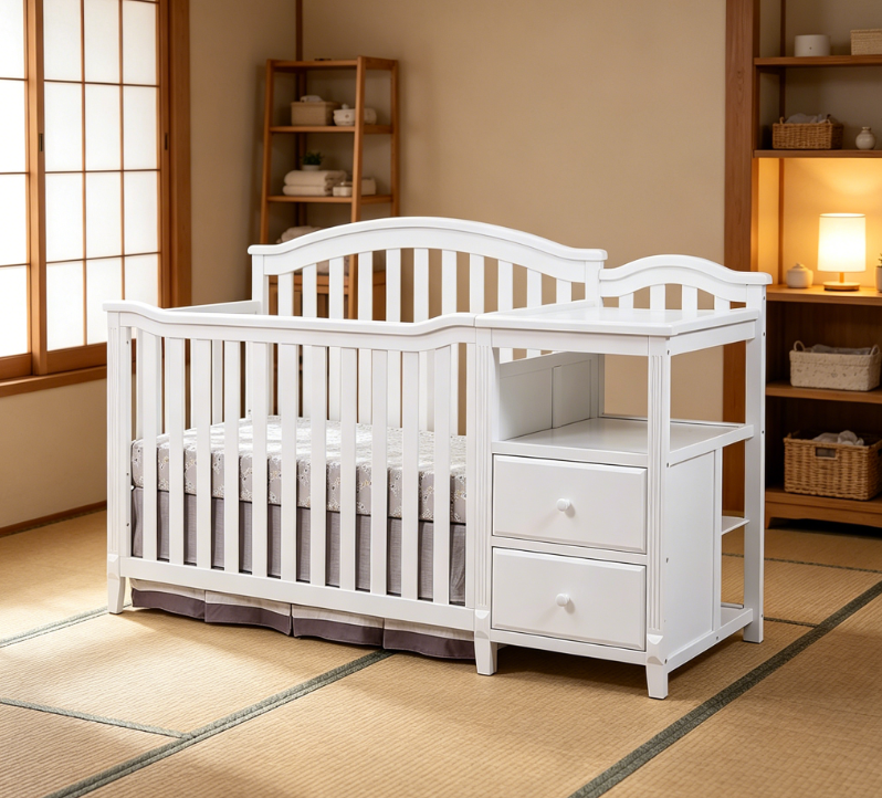 Multifunctional Crib with Changing Table